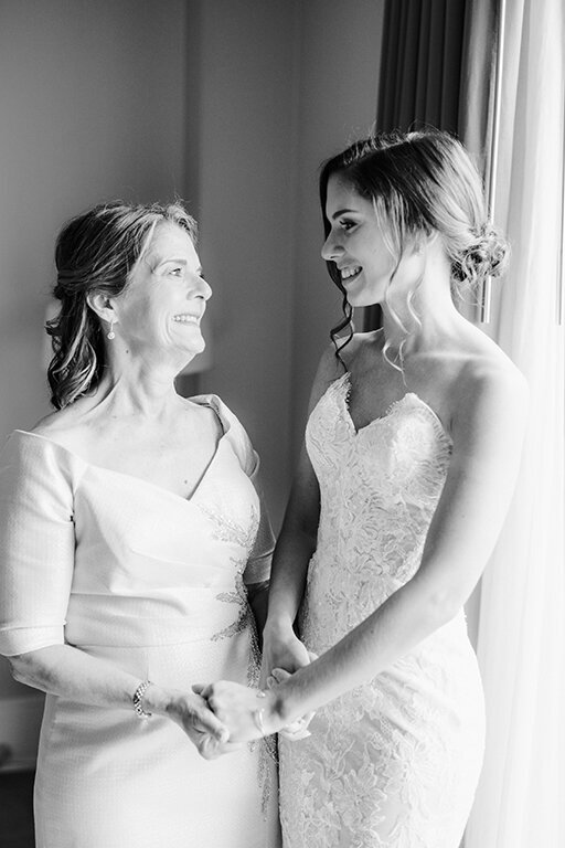 Bride with mother and romantic  Hotel Crescent Court, Dallas wedding