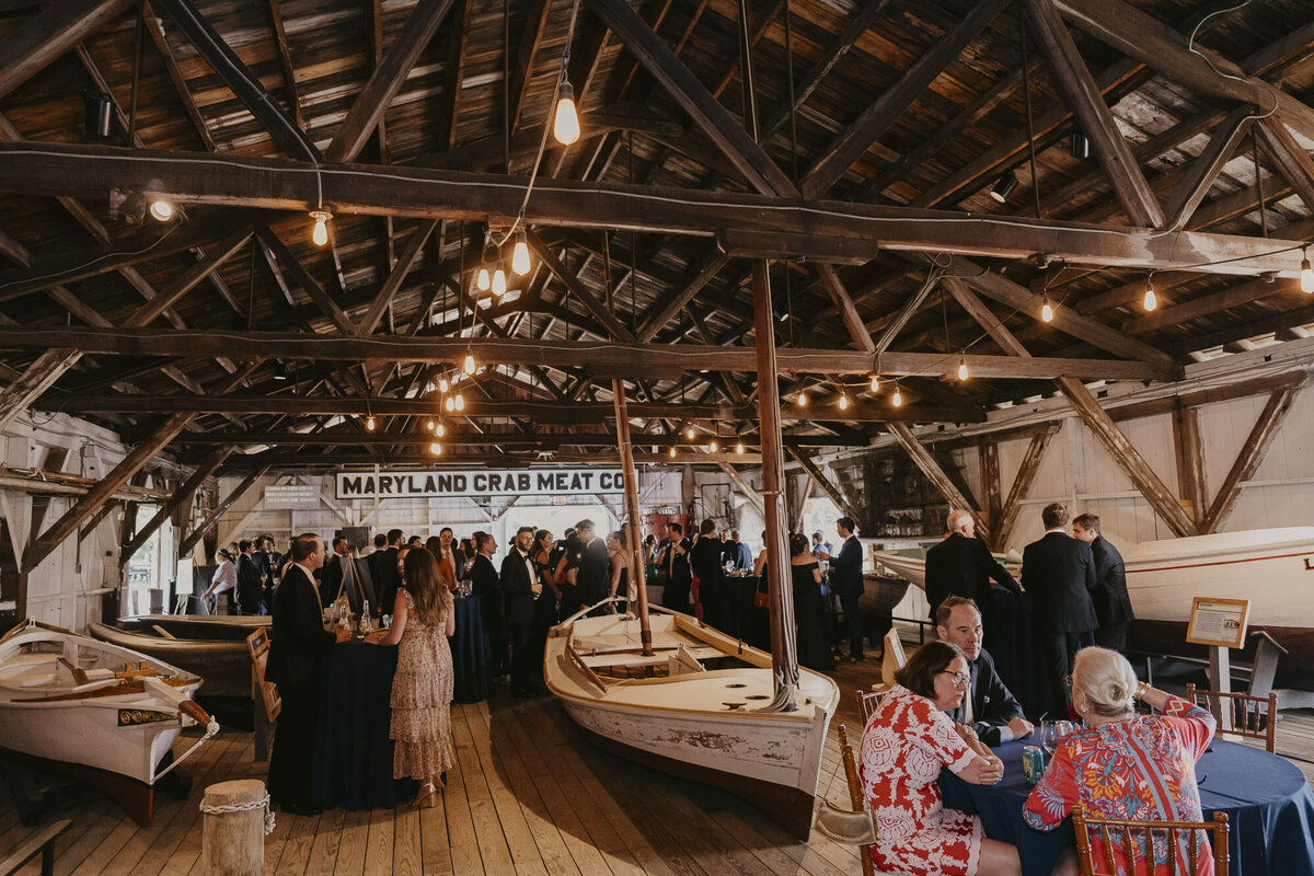 Wedding reception at the Chesapeake Bay Maritime Museum in St Michaels Maryland