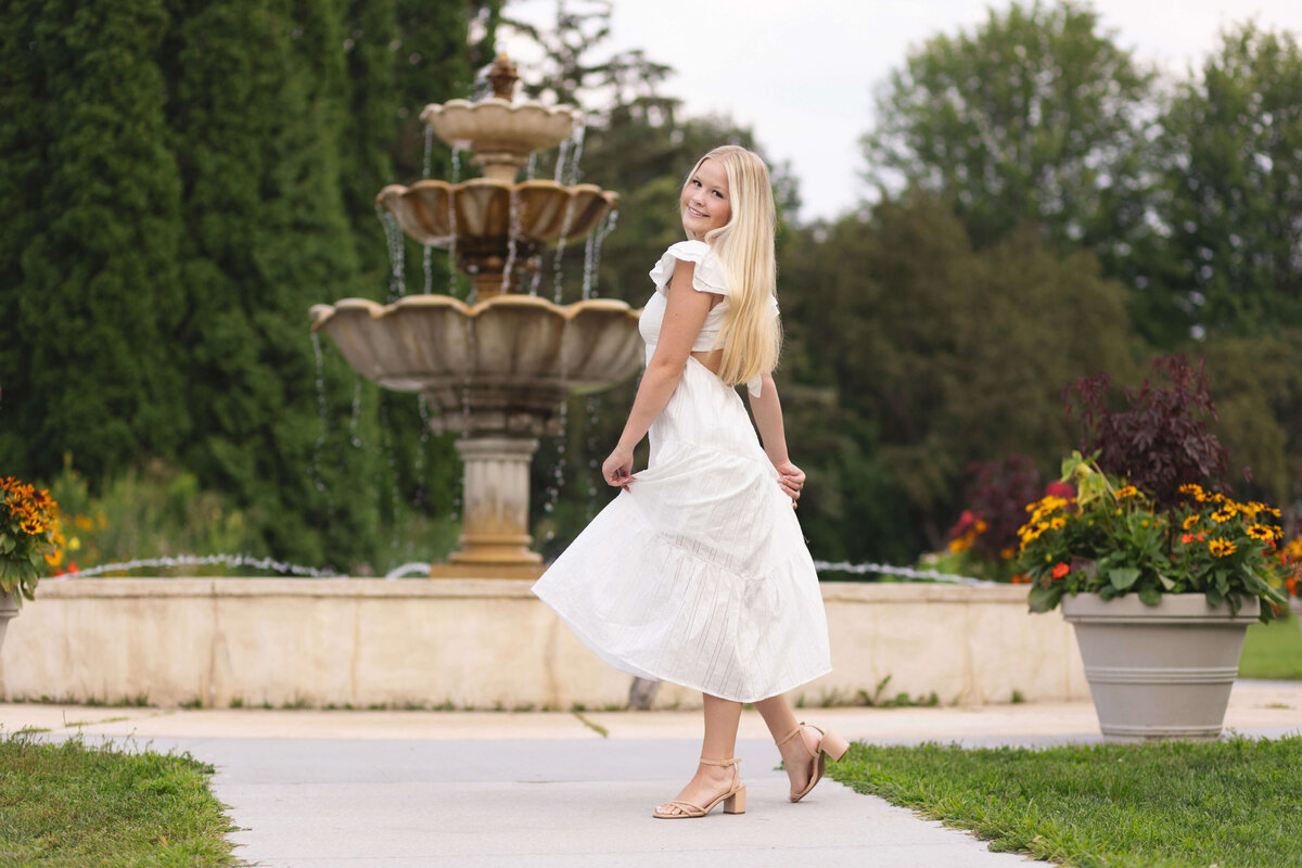 girl in white dress at Arneson Acres in edina