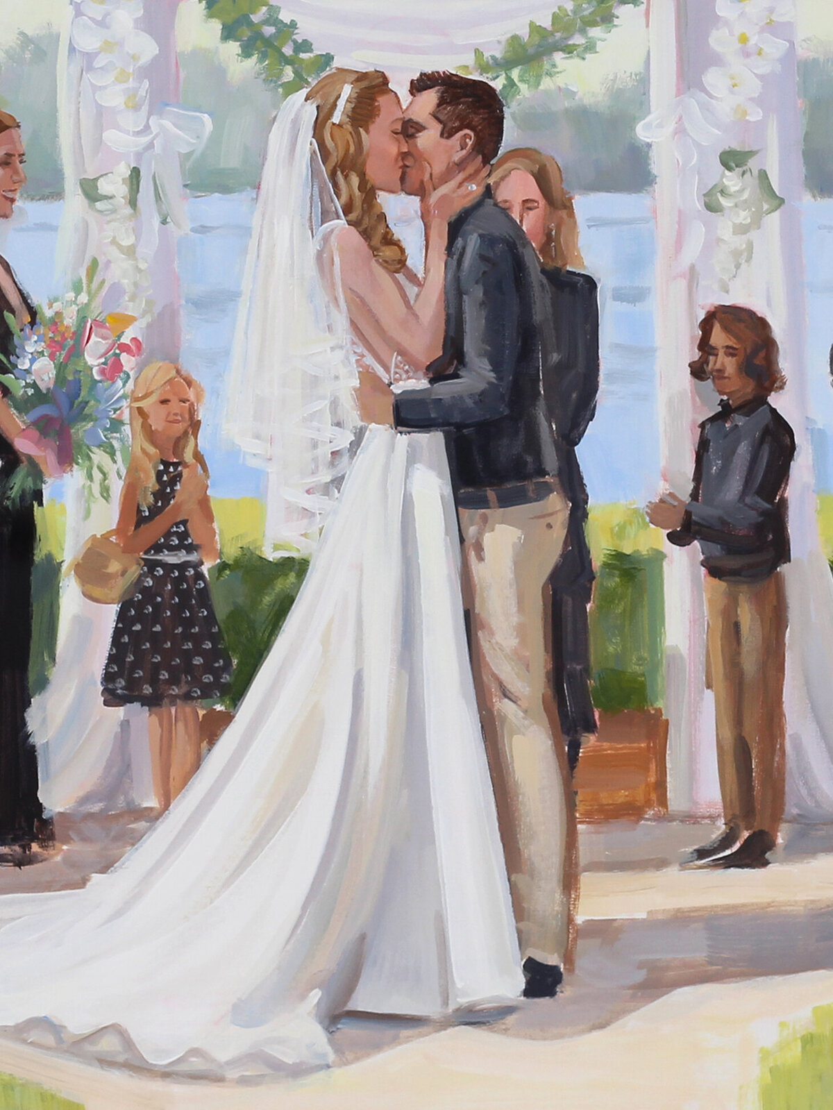 Wedding Painting Commissions by Ben Keys | Elysha and Florian, Painting from Photos, 24 x 30, detail