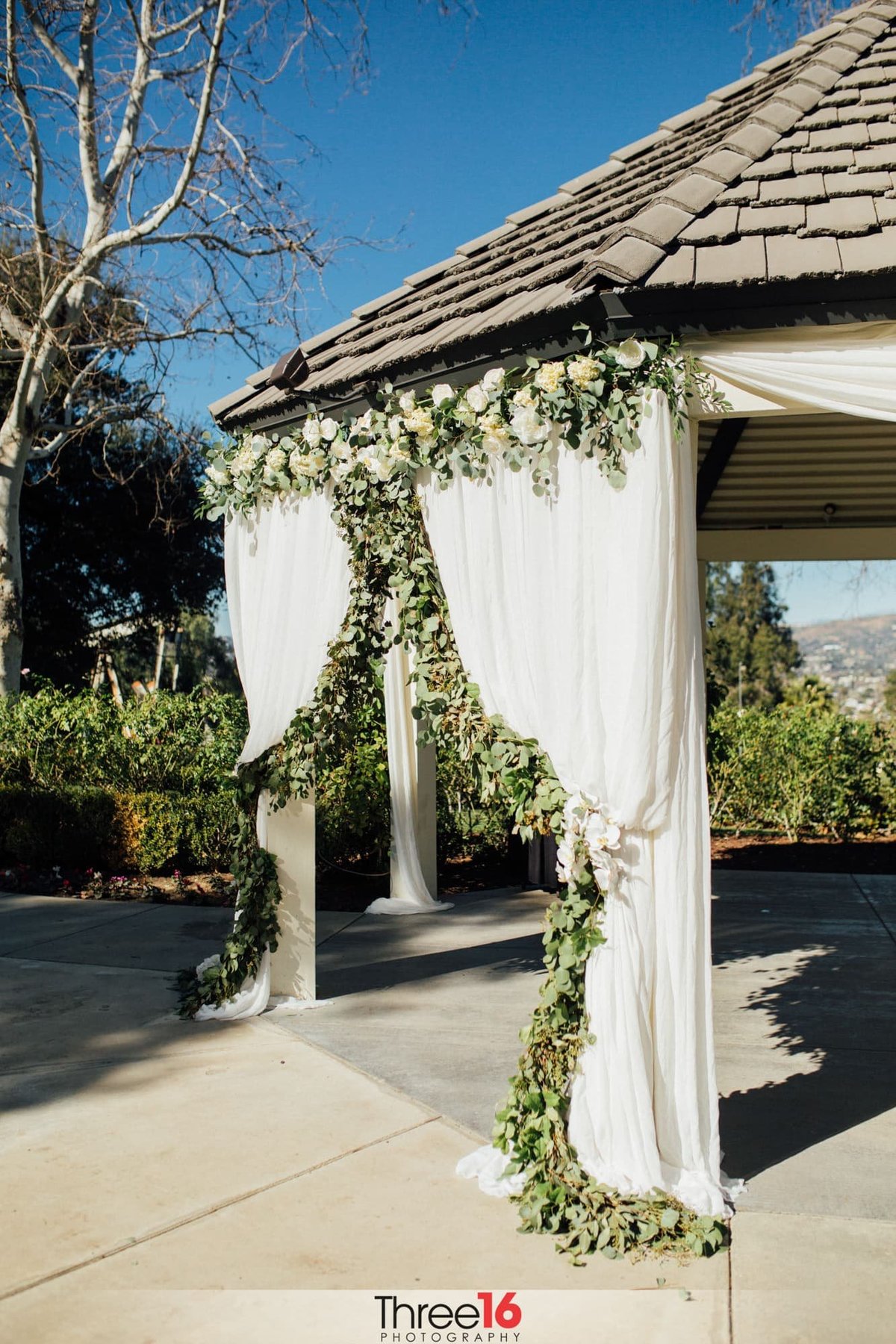 Beautifully floral decoration on the side of the gazebo