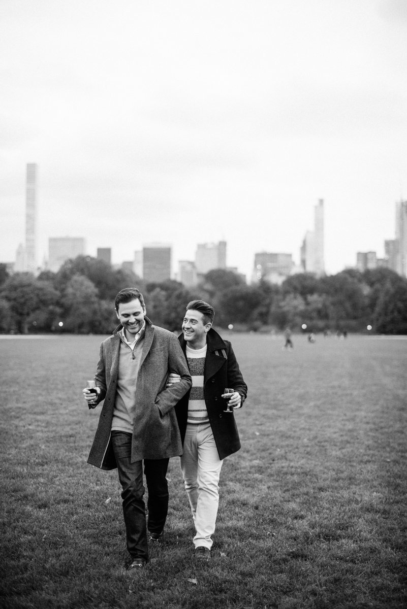 same sex coule engagement photo sessin in Central Park