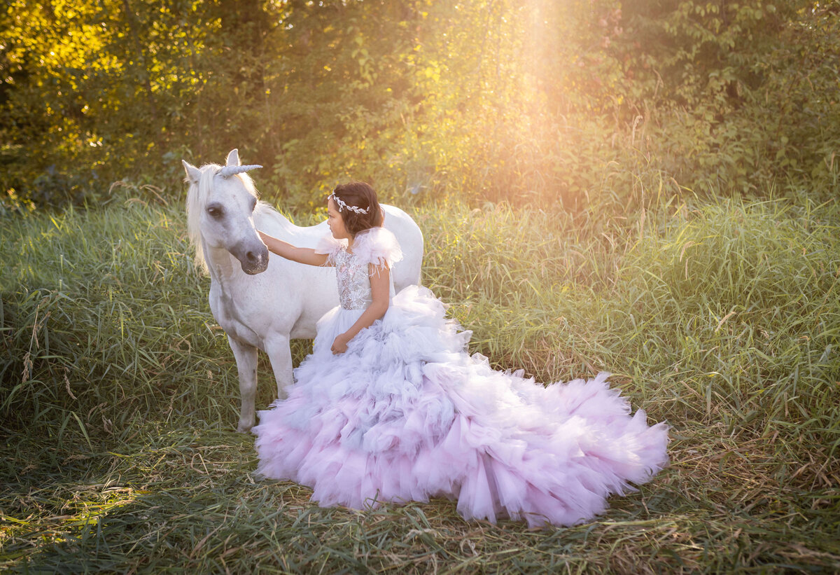 Magical Unicorn  session with giant fluffy dress in Seattle