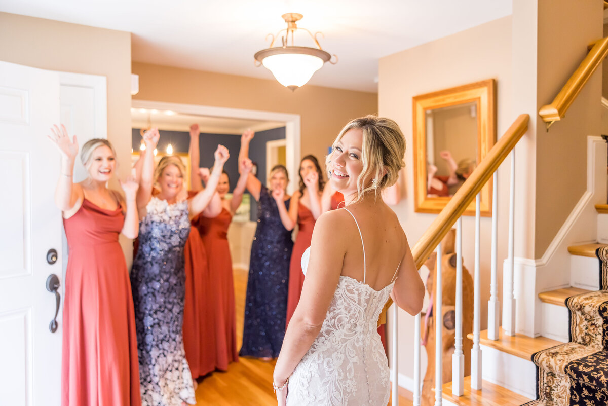 bride reveal to friends boston wedding photographer