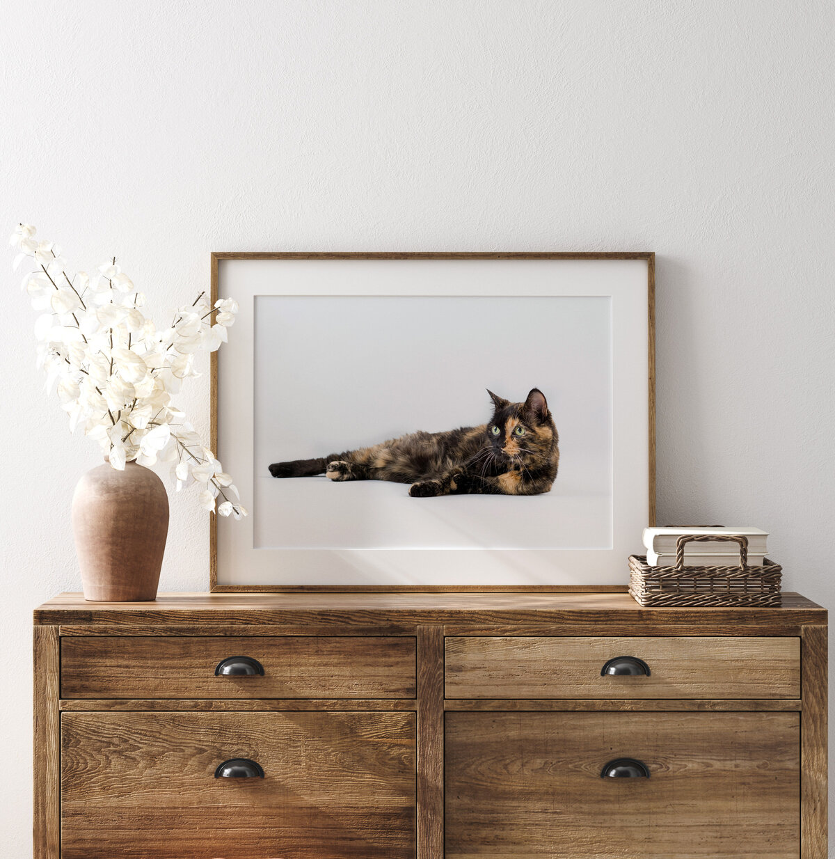 Wooden Frame on dresser cat copy