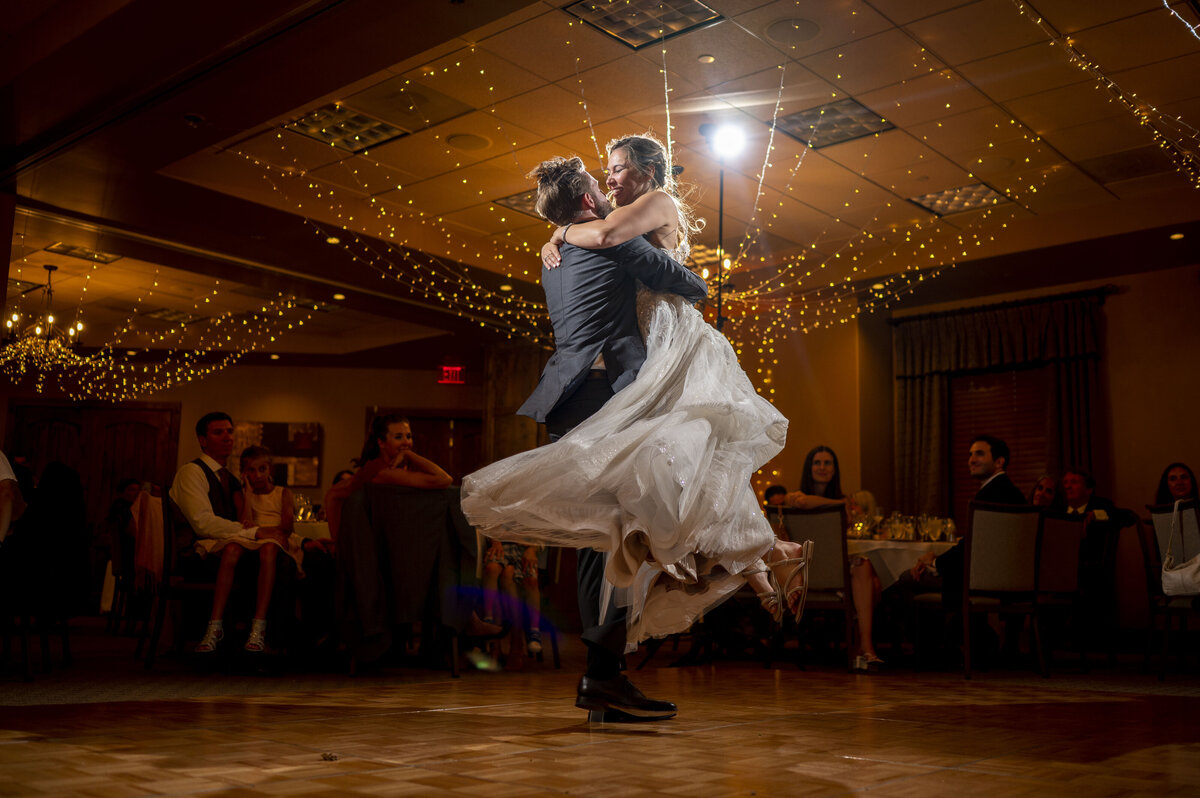 First dance reception photos with amazing twirl