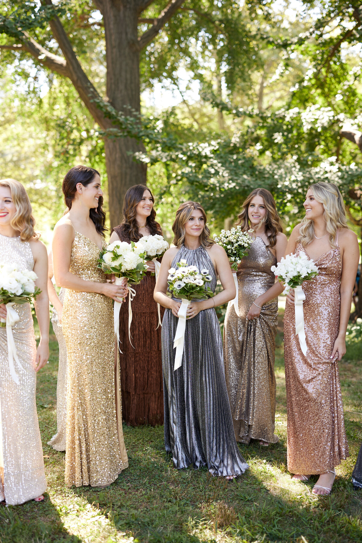 Bridal party in mismatched dresses