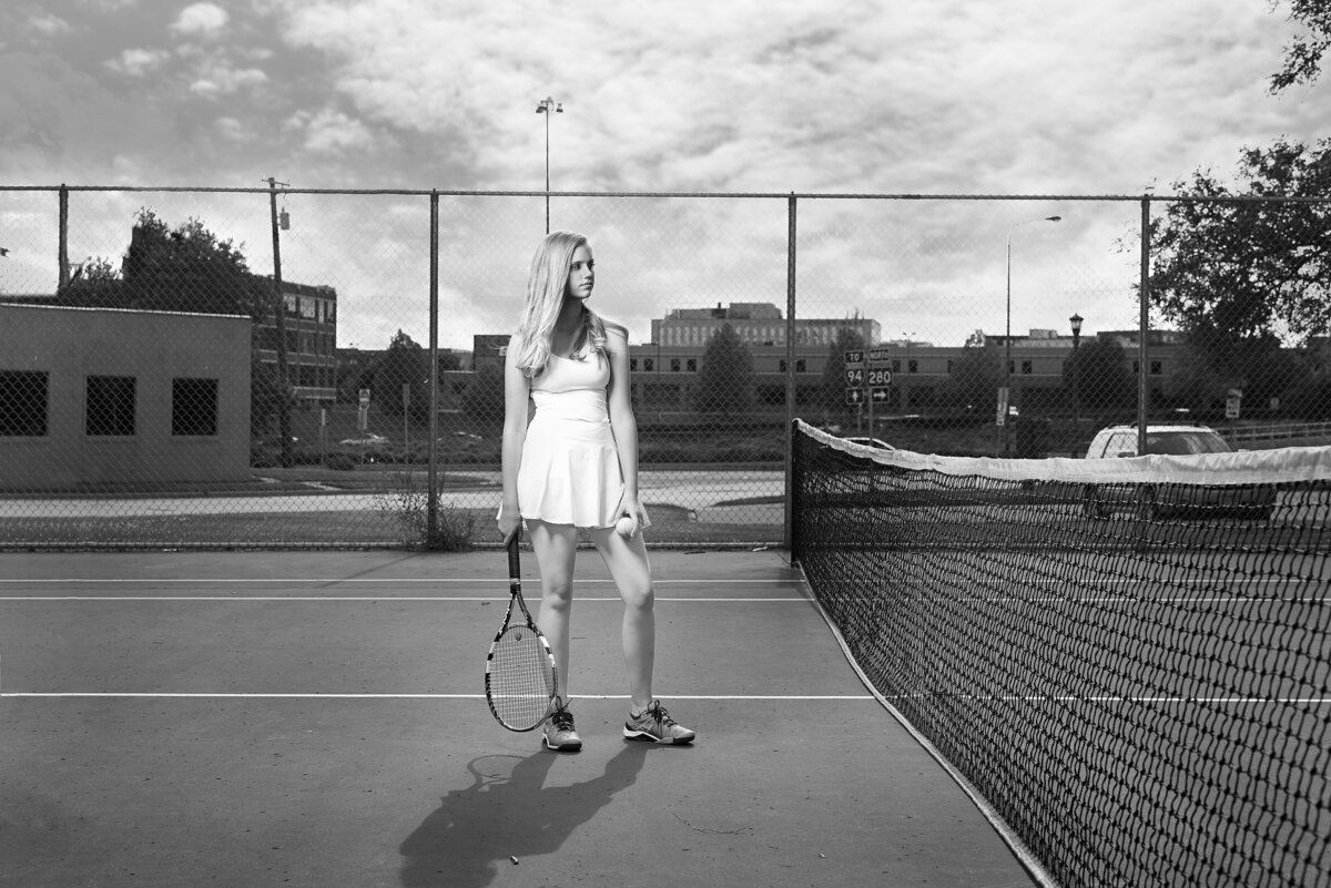 Tennis senior photos on a court unqiue different 4
