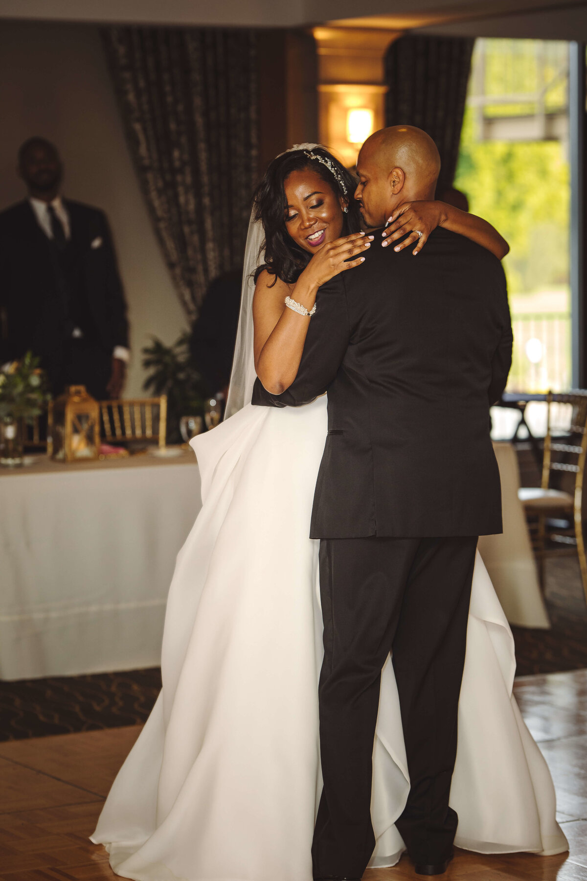 black bride and groom first dance