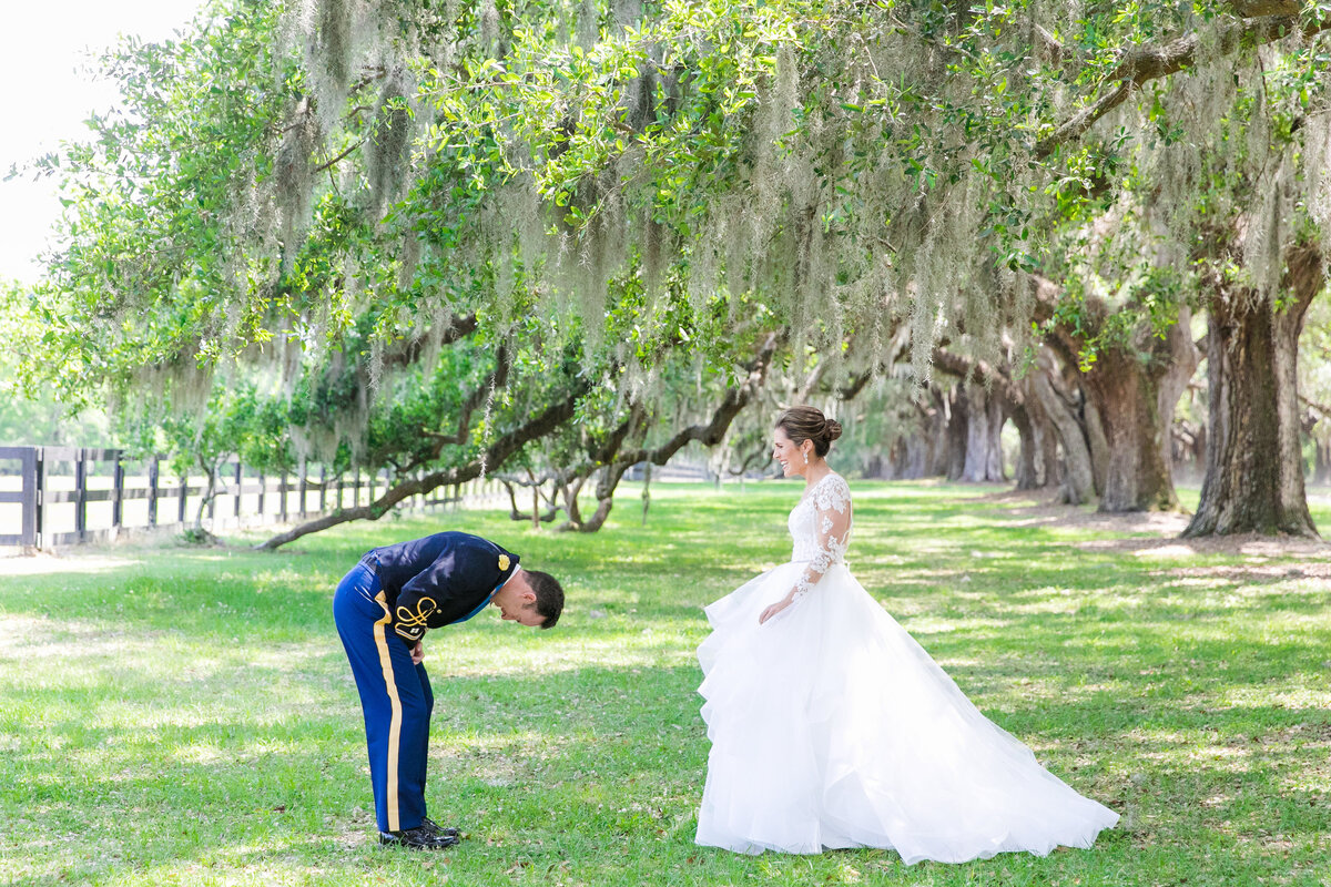 first look at boone hall wedding