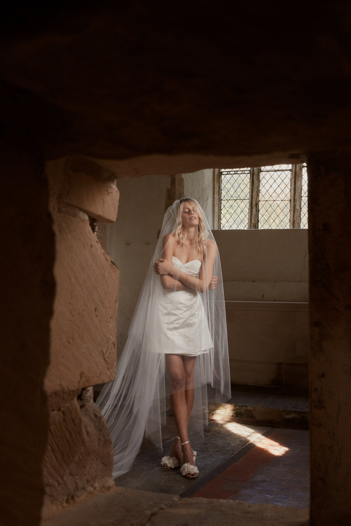 Sleeveless silk mini wedding dress, sexy corset style by Luna Bea