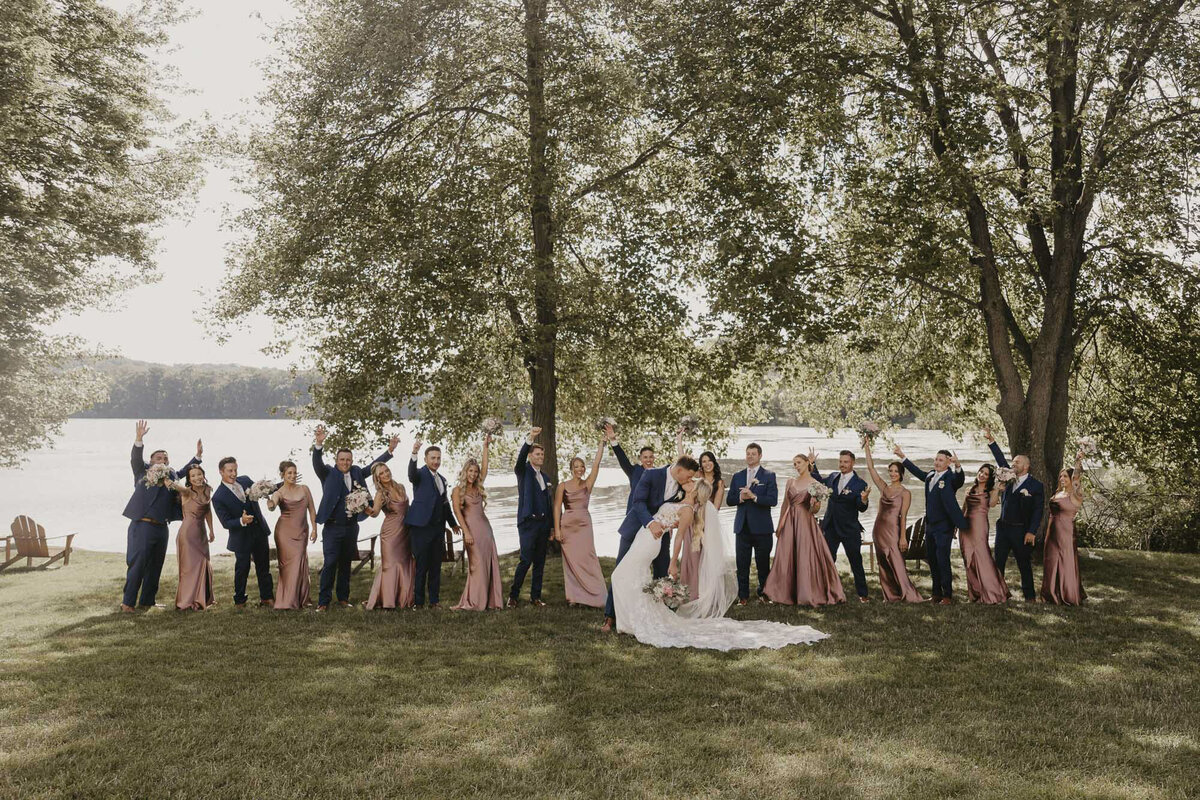 Navy and pink wedding party