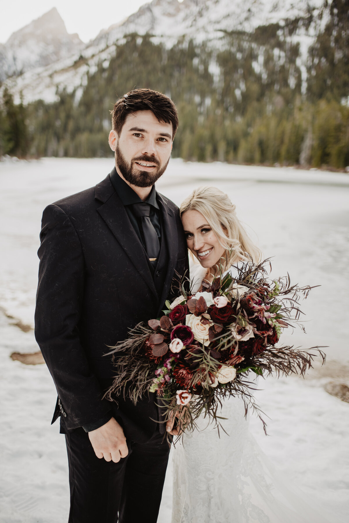 Jackson Hole Photographers capture bride holding bridal bouquet