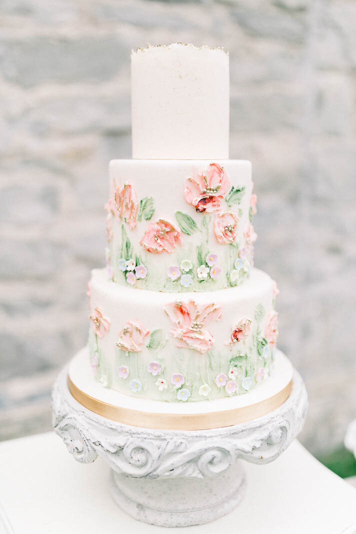 three tier palette knife buttercream wedding cake, Hamilton ON wedding cakes