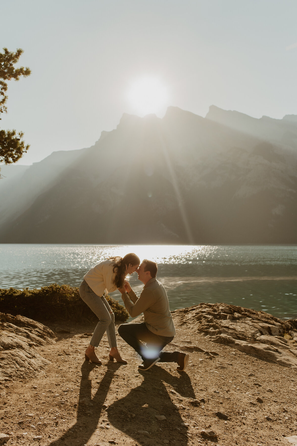 proposal at Lake Minnewanka in Banff National Park
