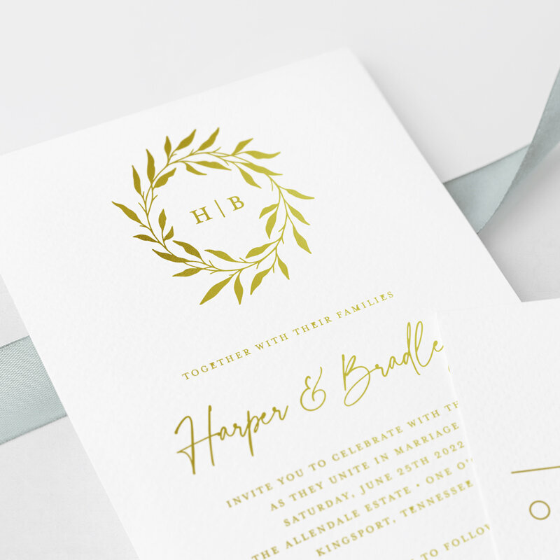 gold foil wedding invitations