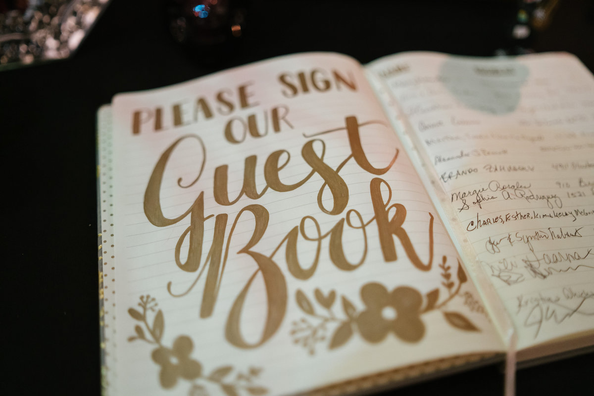 custom guest book with lettering for guests to sign in traditional guestbook in san antonio