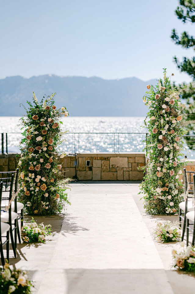 Elegant aisle with Tahoe lake view