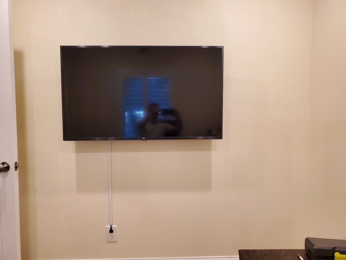 TV Mounted with Clean Wire Concealement