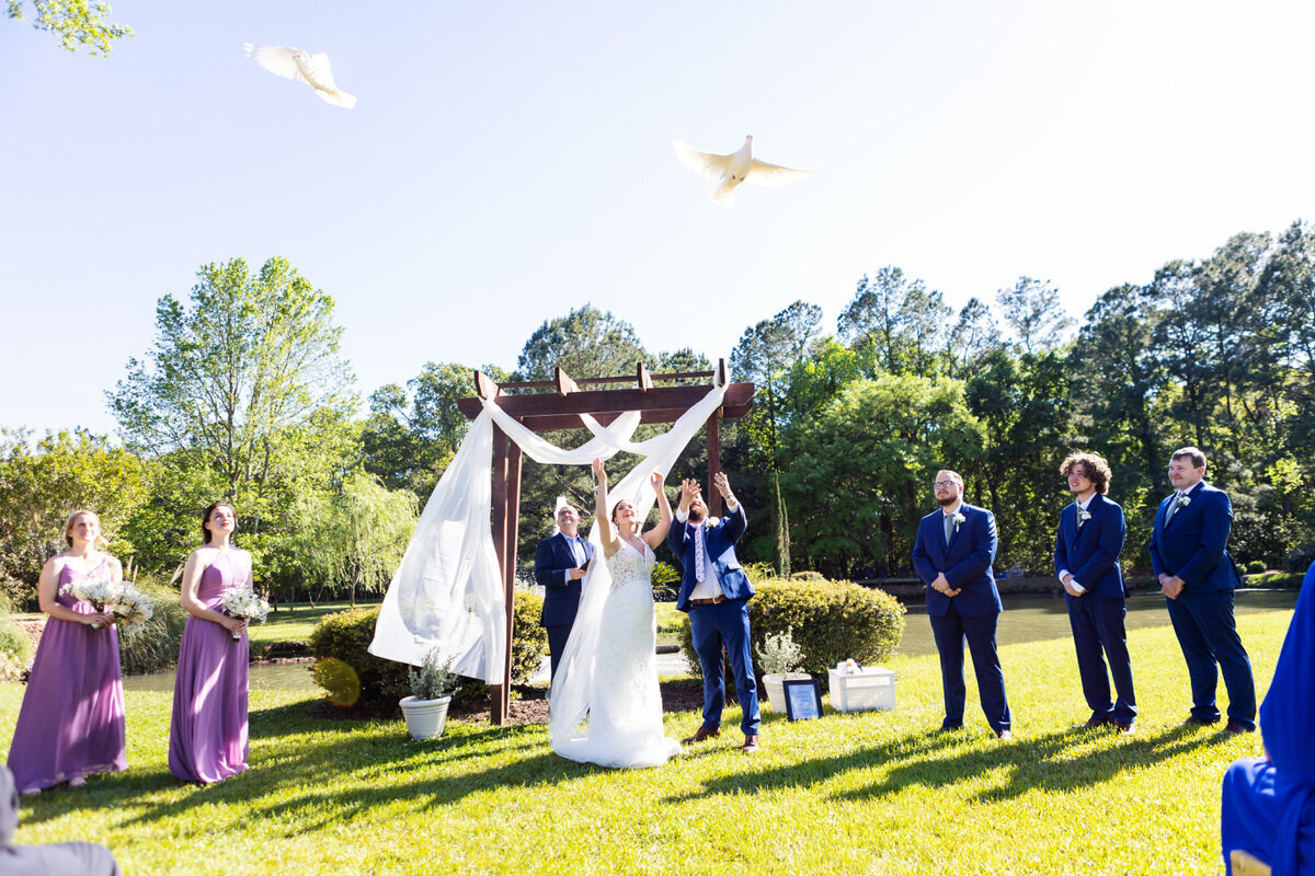 Dove release at Old Wide Awake Plantation ceremony Charleston Wedding Photographer
