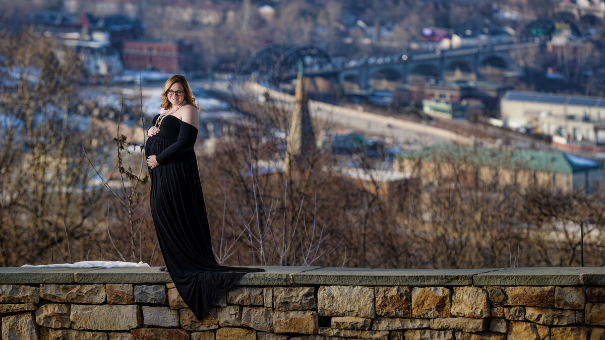 Mom-to-be at her winter maternity photo session in Lehigh Valley