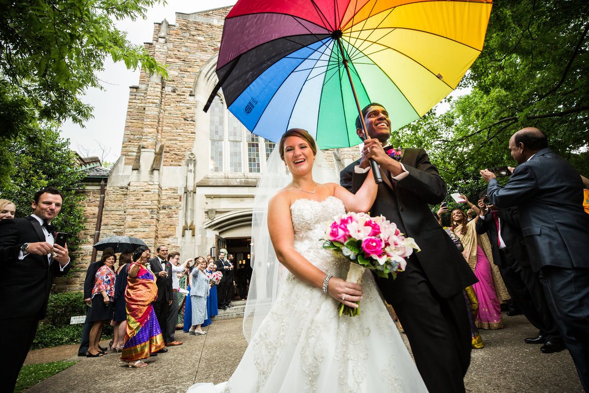 rainbow umbrella Nashville wedding