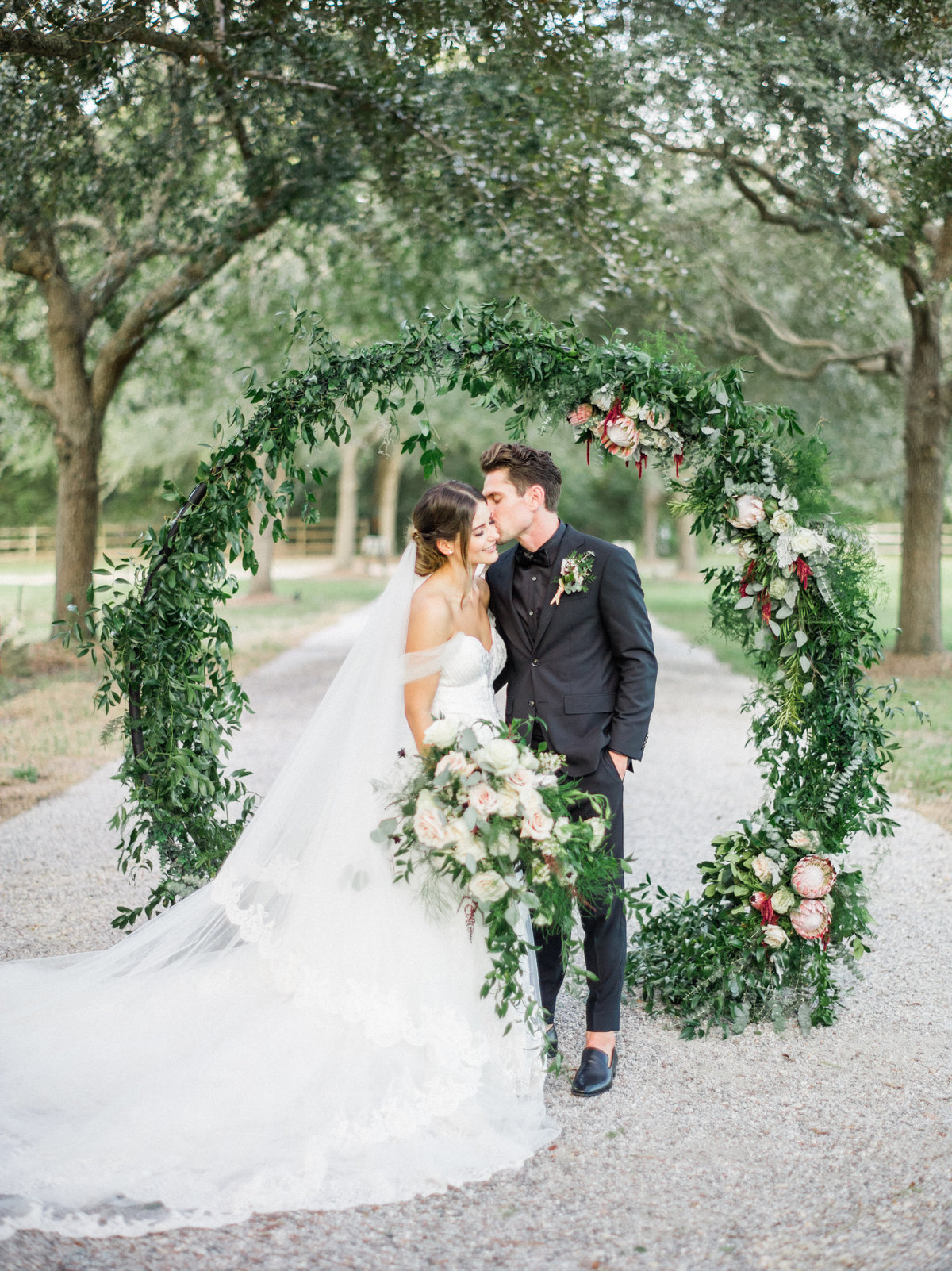 Wedding with lots of greenery at Old Wide Awake Plantation in Charleston