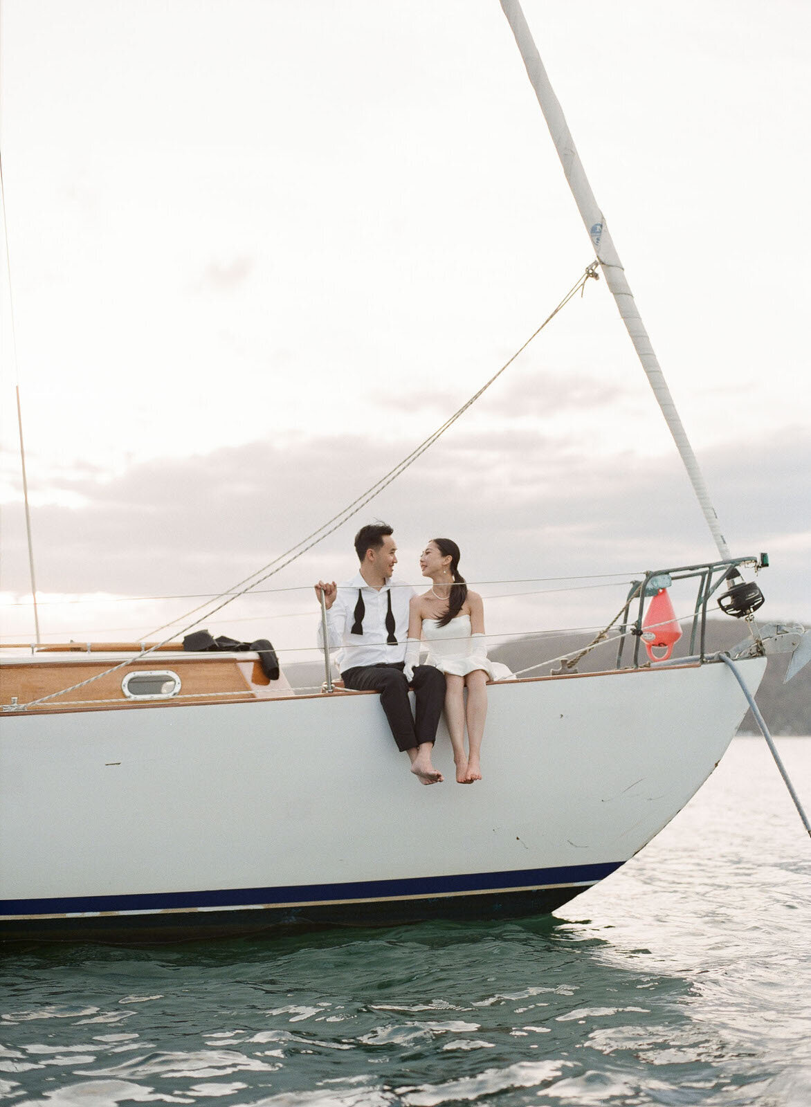 sailboat engagement shoot in Palm Beach, Sydney