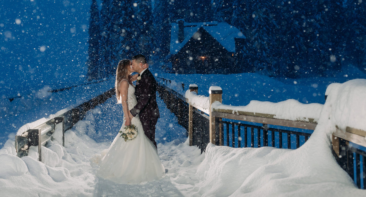 epic winter wonderland elopement wedding emerald lake lodge