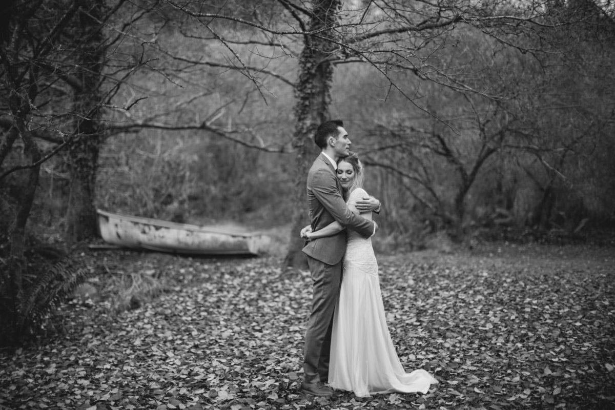 Black and white wedding photo at The Green in Cornwall
