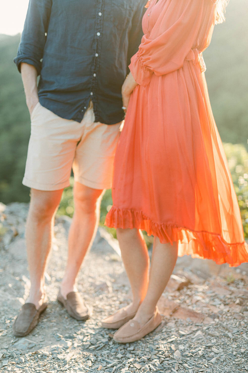 detail of shoes and clothing for engagement  session