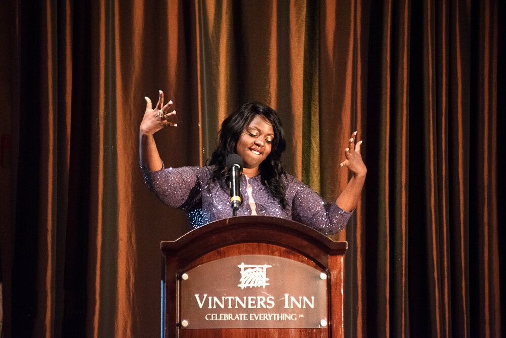Letitia Renee Hanke of Lime Foundation's Believe In The Dream Gala  Speaking with passion at the Vintner's Inn in Santa Rosa