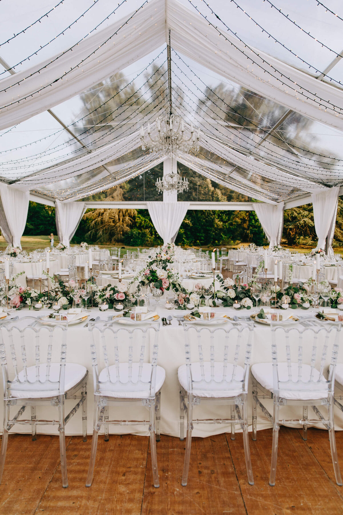 Clear top tent outdoor wedding in France