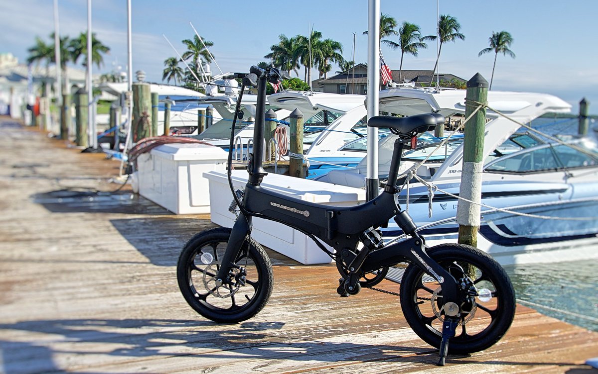 Black Go-Bike M4 on the boat pier