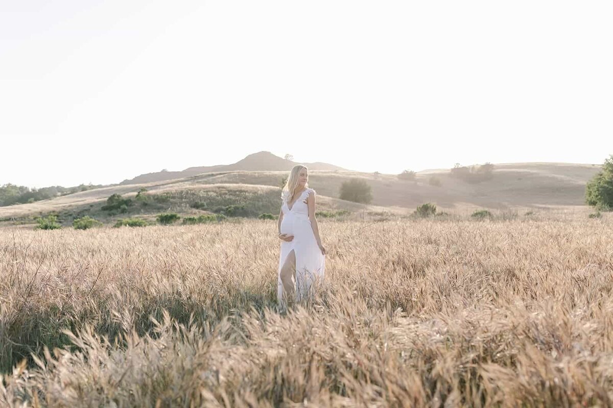 Orange County Maternity Photographer - pregnant women in a golden field