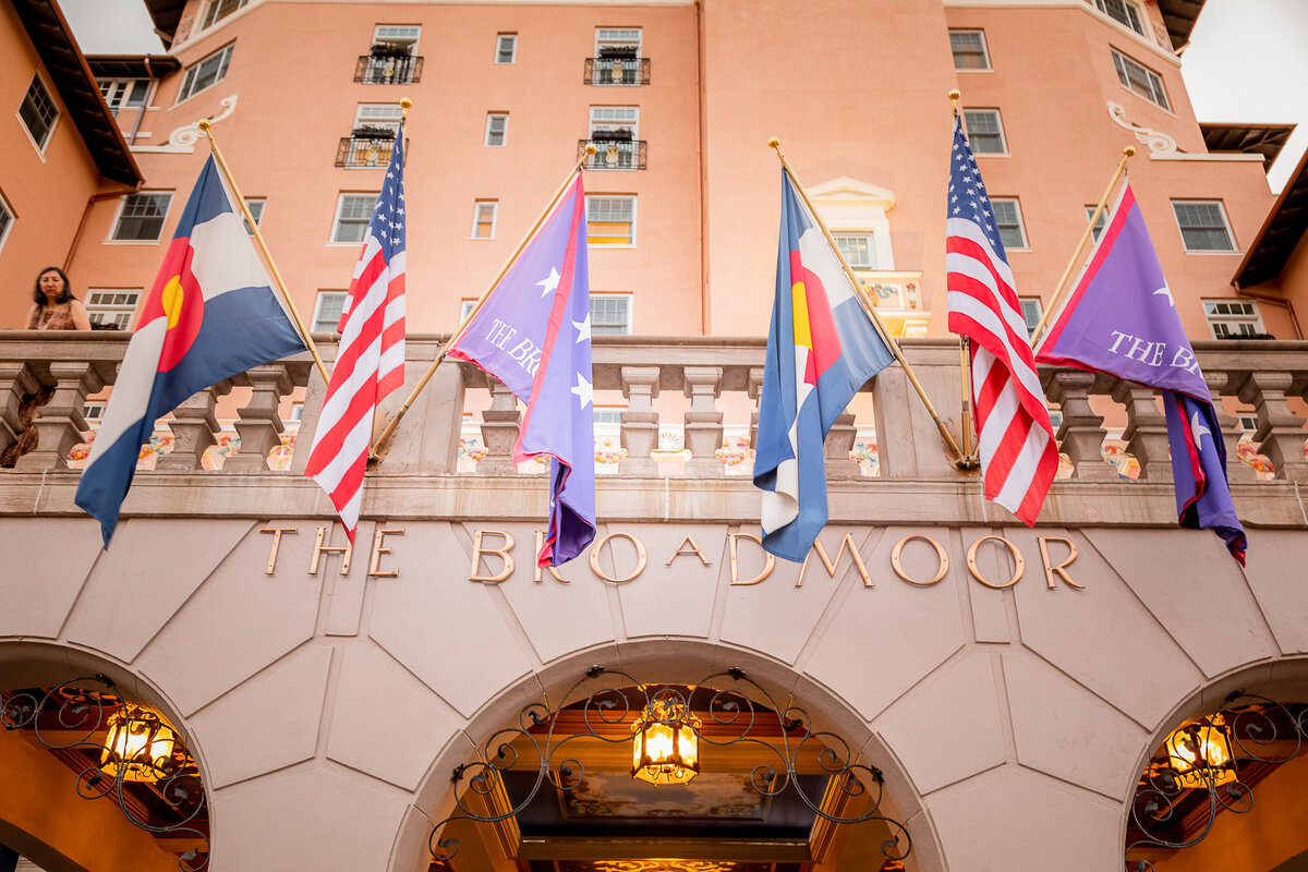 Broadmoor Entry with Flags