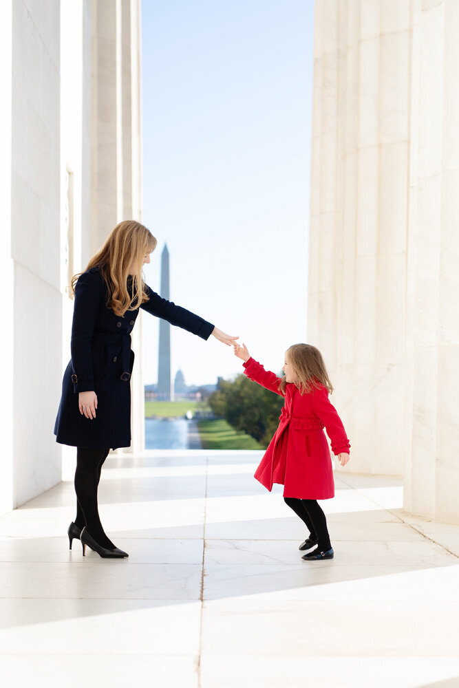 Family session of little girl and mother