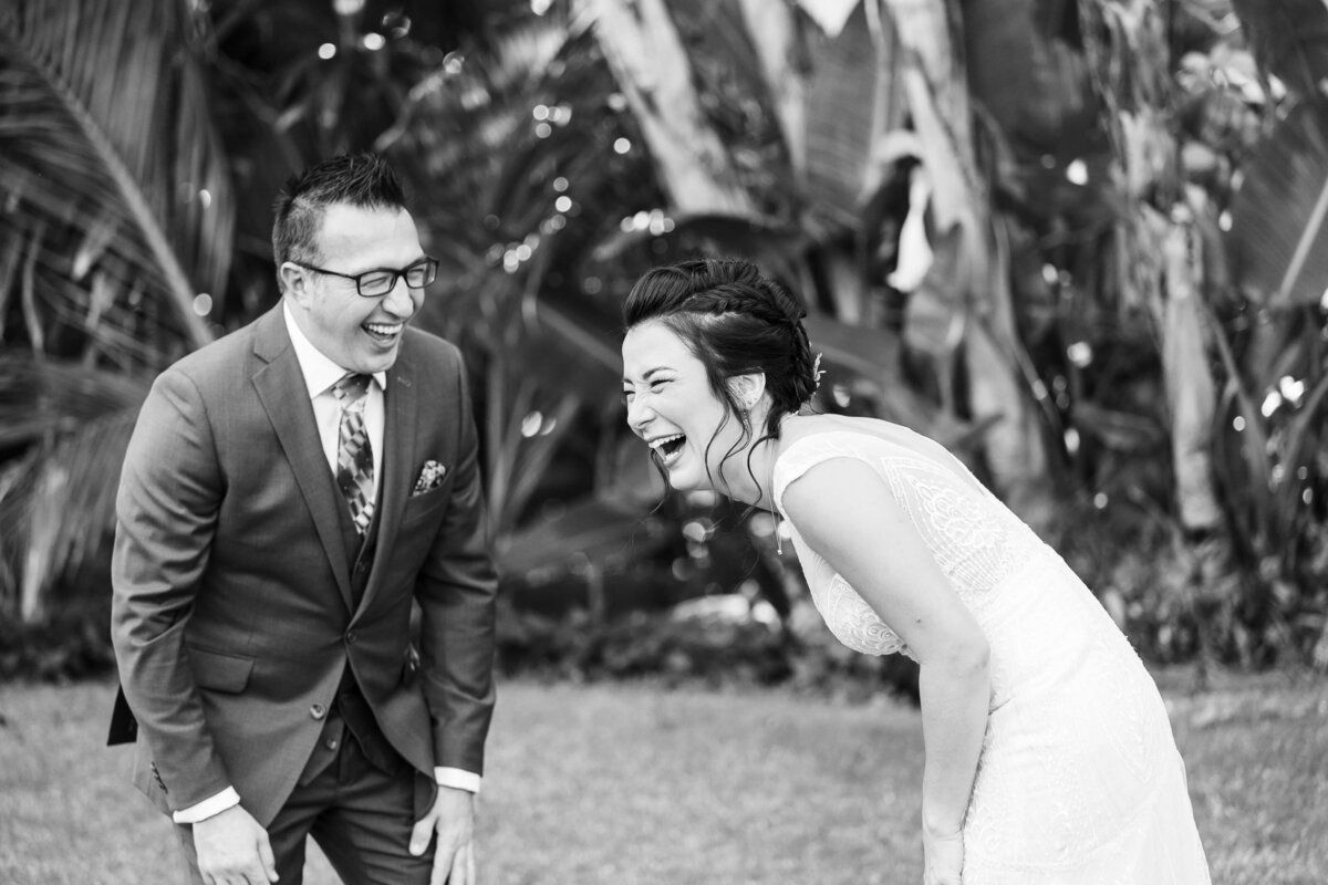 Bride and groom captured laughing at San Diego wedding