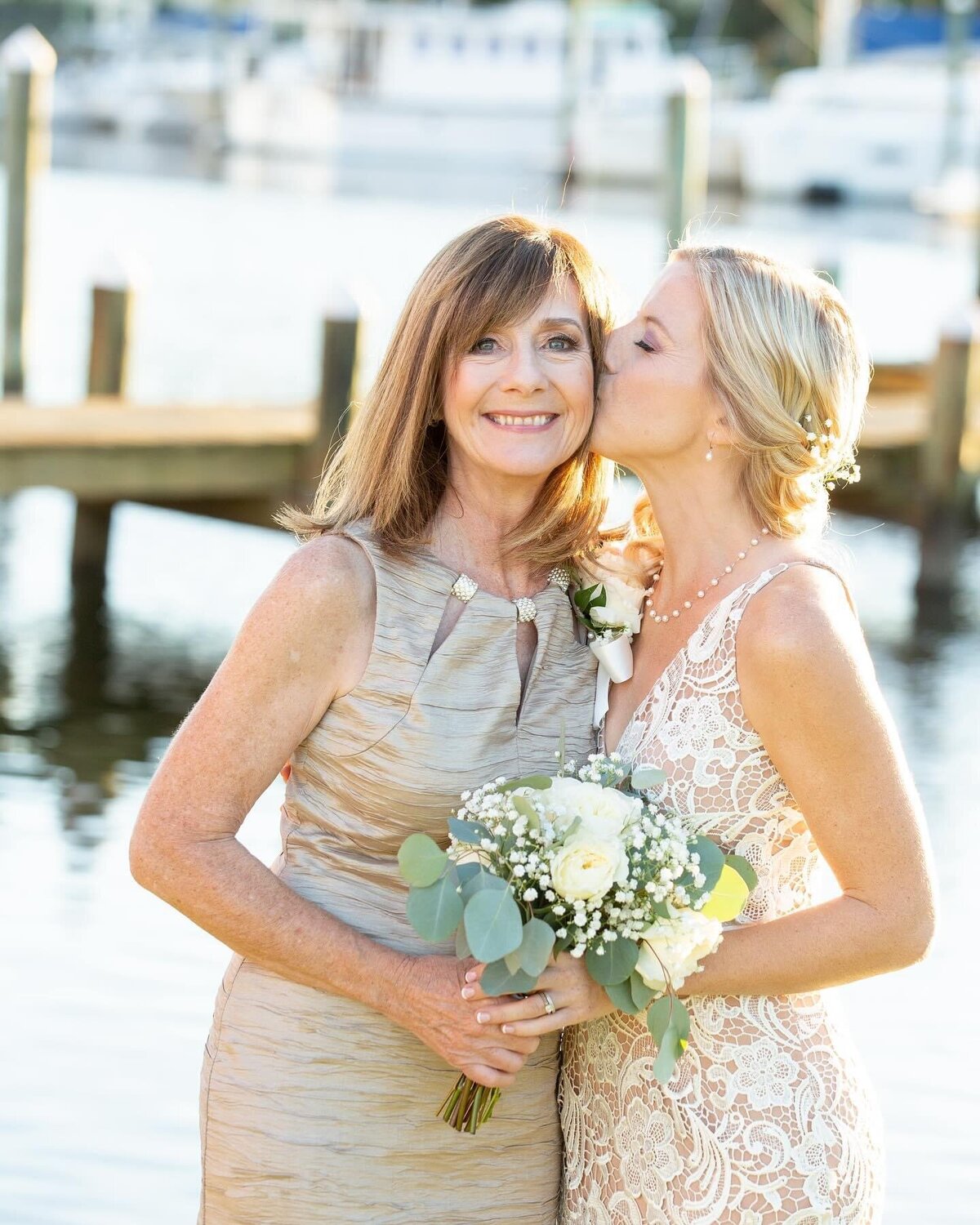 Bride and Mom at Palafox Wharf in Pensacola FL