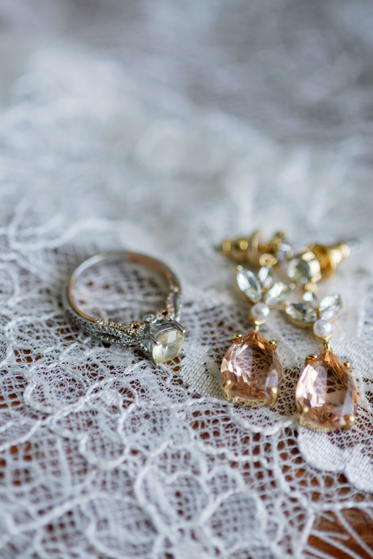 Wedding rings and earring at  Woodburn Ridge Wedding, Nova Scotia