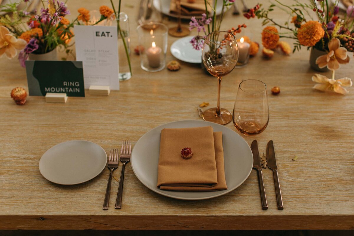 Campovida wedding tabletop orange blush teal