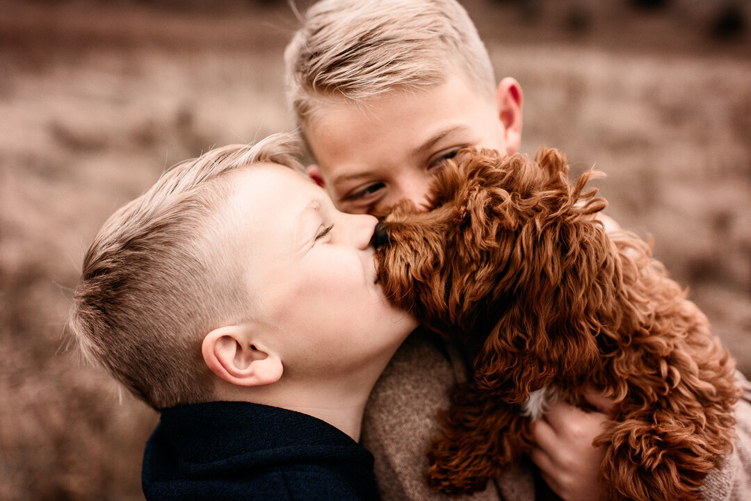 Family Photography Sons with dog by For the Love of Photography