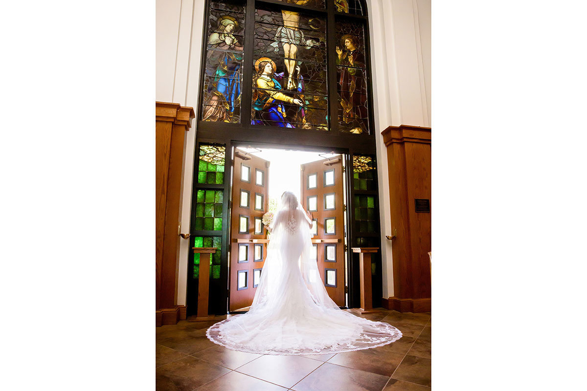 st william catholic church wedding stained glass photo
