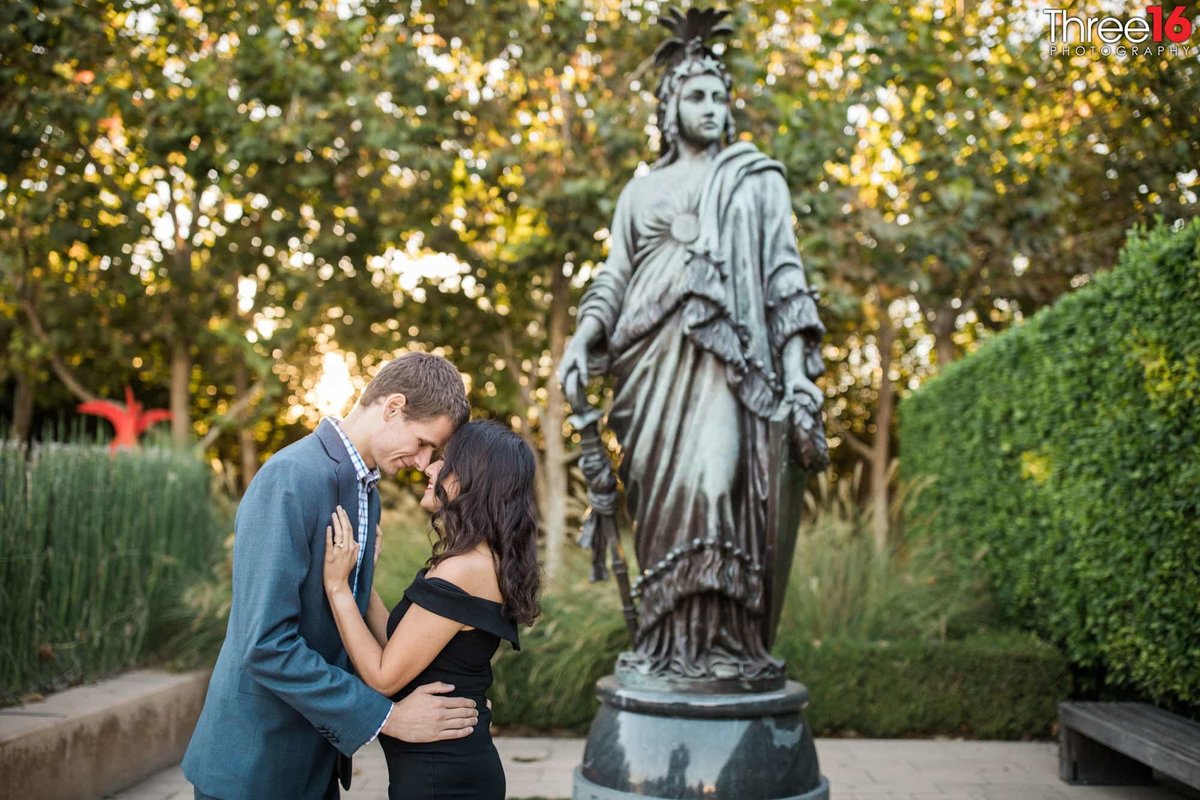 Sculpture Garden Engagement Photos Cerritos Los Angeles County Weddings Professional Photographer Unique Park