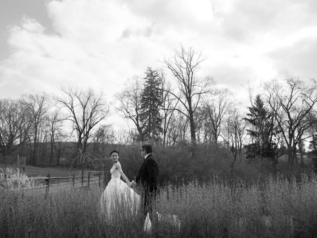 Bride and Groom Portraits Outdoors Blue Hill at Stone Barns