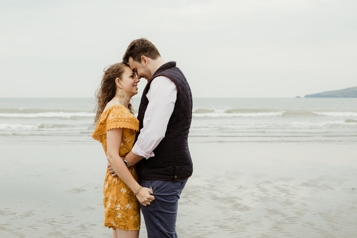 engaged on poppit sands, close up portraits, love