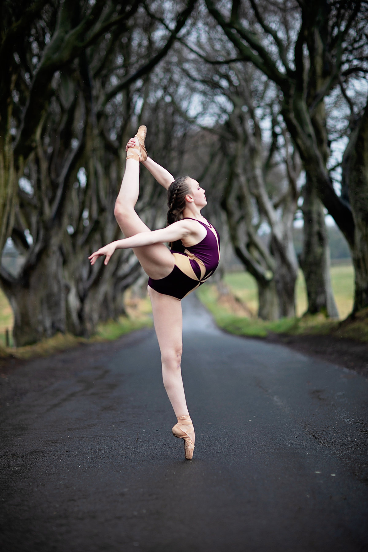 ballet dancer in dark hedges northern ireland