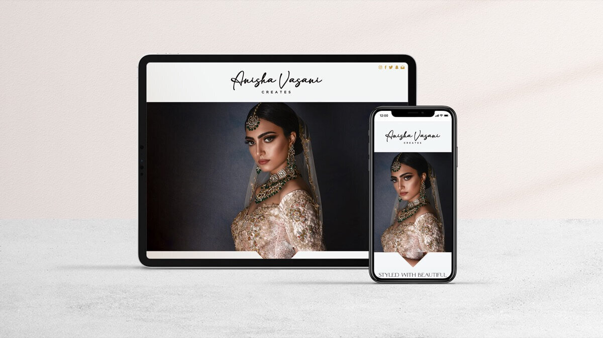 The Anisha Vasani website displayed on a mobile and an iPad
