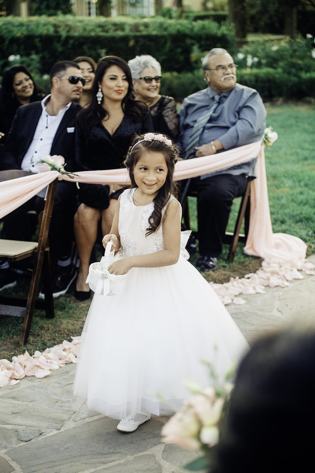 Wedding Photograph Of Flower Girl Walking Los Angeles