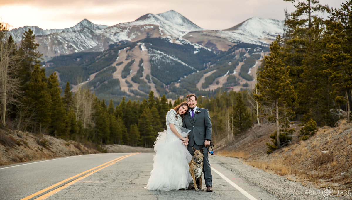 Breckenridge Colorado Wedding Photographer with Ski Slope Backdrop